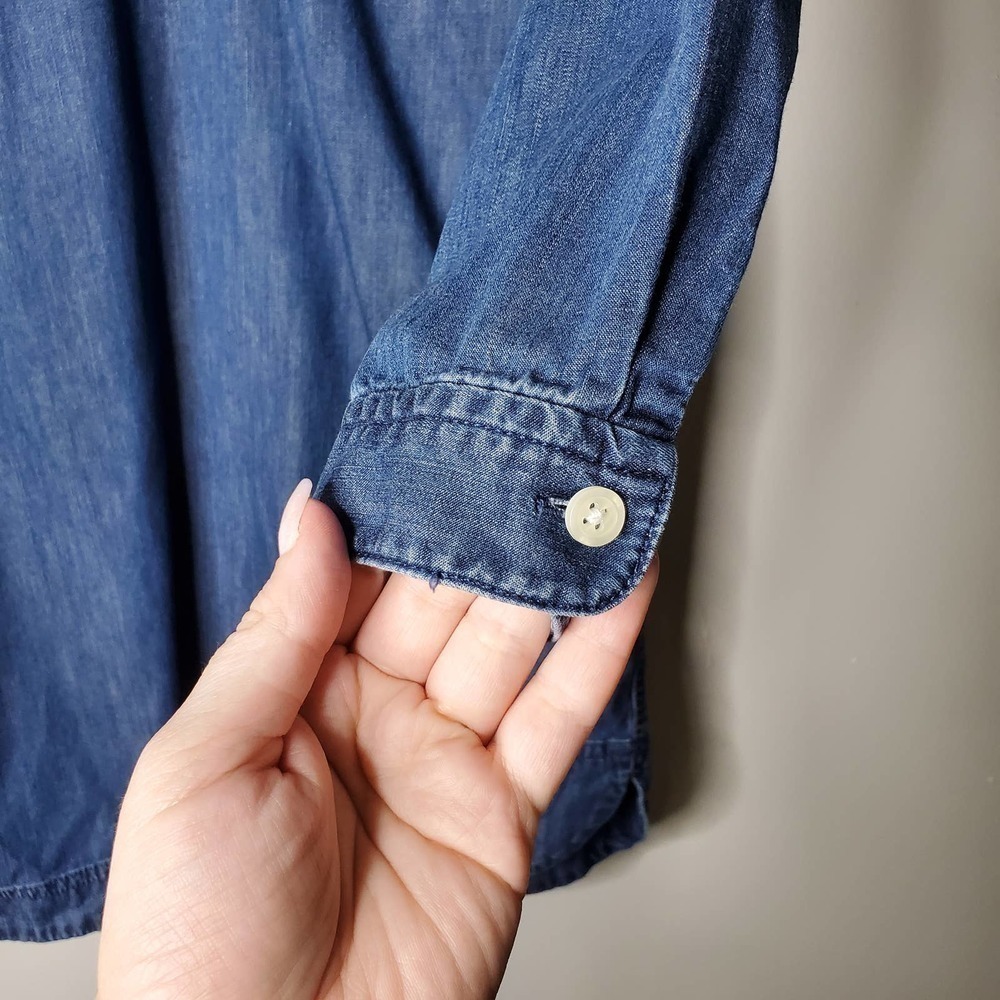 J. Crew Drapey Chambray Shirt Dress Indigo Denim Size XS - Picture 3 of 13